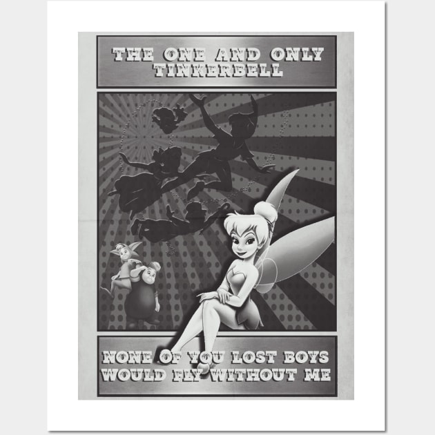 Too fly tinkerbell BW Wall Art by Thisepisodeisabout